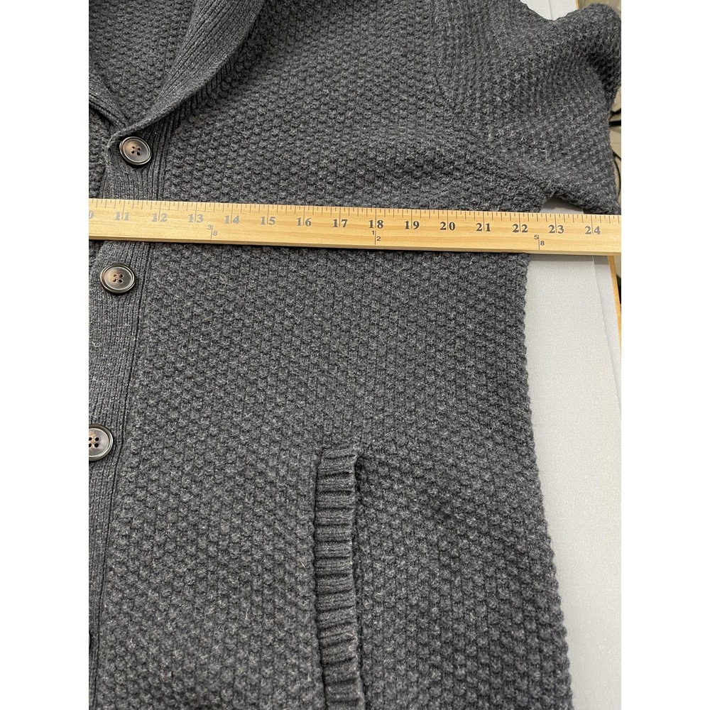 Old Navy Sweater Mens XL Gray Waffle Knit Fisherman Wool Shawl Collar‎ Cardigan - Picture 7 of 9